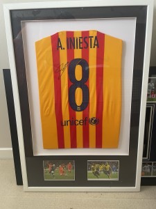 Signed Andres Iniesta Barcelona Away Shirt Framed for sale on Ebay