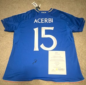 Signed Acerbi Italy Home Football Shirt with COA for sale on Ebay