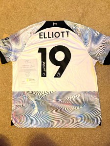 Signed Harvey Elliot Liverpool shirt with COA for sale on Ebay