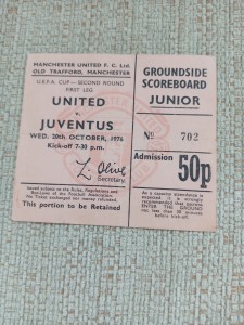 Manchester United Juventus Ticket 1976. UEFA CUP 2nd Round 1st Leg.  for sale on Ebay
