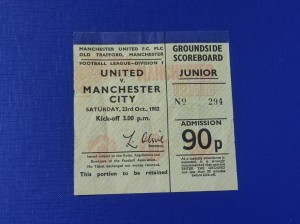 Manchester United vs Manchester City Ticket 1982 Division One for sale on Ebay