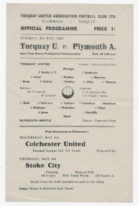 1955 Devon Prof. Championship Semi Final - TORQUAY UNITED v. PLYMOUTH ARGYLE s/s for sale on Ebay