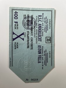 Original Aston Villa v RSC Anderlecht European Cup Semi Final Match Ticket Stub for sale on Ebay