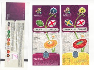 5x ticket stubs and vouchers for Euro 2012 France Sweden Italy (5) for sale on Ebay