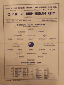 QUEEN'S PARK RANGERS RES V BIRMINGHAM RES. 10.4.1950. for sale on Ebay