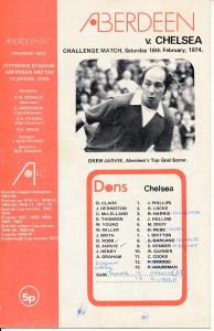 Aberdeen v Chelsea (Friendly) 1973/1974 - Football Programme for sale on Ebay