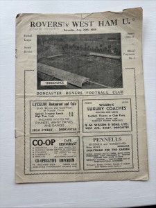 Doncaster Rovers V West Ham United 1950-51 for sale on Ebay