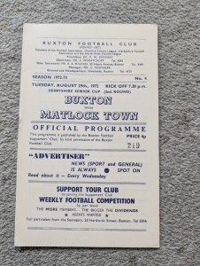 Buxton v Matlock Town Match Programme Derbyshire Senior Cup 72/73 for sale on Ebay