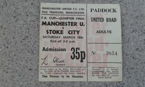 Manchester United Vs Stoke city F A cup quarter final 1972 ticket Old trafford for sale on Ebay