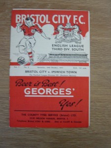 1953/54 BRISTOL CITY v IPSWICH TOWN for sale on Ebay