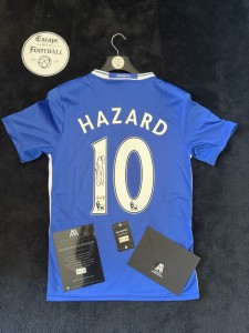 SIGNED EDEN HAZARD 2016/2017 CHELSEA HOME SHIRT WITH COA + RFID CARD for sale on Ebay