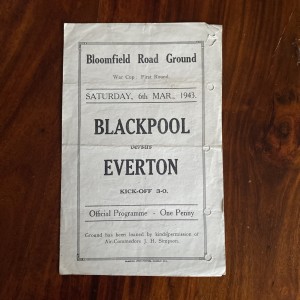 Blackpool v Everton 06/03/1943 for sale on Ebay