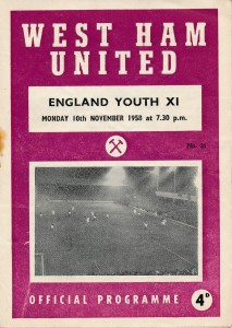 West Ham United v England Youth X1 (Friendly) 1958/1959 - football programme for sale on Ebay