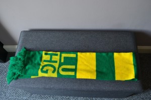 Manchester United Green Gold LUHG Love United Hate Glazer Scarf c2010 for sale on Ebay