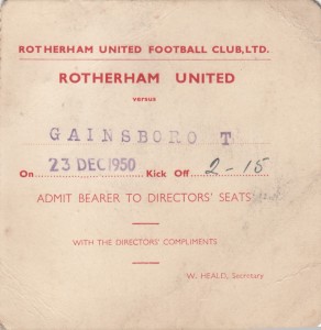 ROTHERHAM UTD V GAINSBORO TOWN 23/12/1950 - USED TICKET* for sale on Ebay