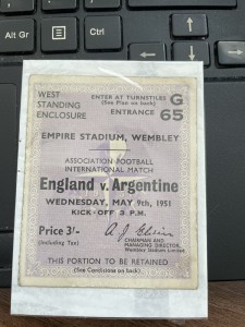 1951- TICKET - ENGLAND V ARGENTINA for sale on Ebay