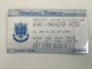 1990-91 Tottenham Hotspur v Manchester United ticket for sale on Ebay