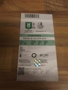 OLIMPIJA LJUBJANA v CRUSADERS  TICKET UEFA EUROPA LEAGUE GAME JULY 2018 for sale on Ebay