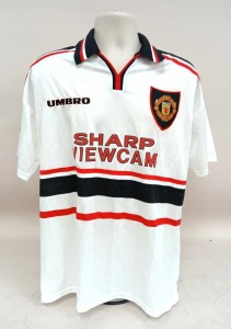 Vintage Manchester United 1997-99 Away Shirt White Umbro Size Large GC for sale on Ebay