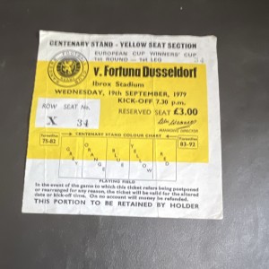 Rangers v Fortuna Dusseldorf European Cup Ticket Stub 1979-1980 for sale on Ebay