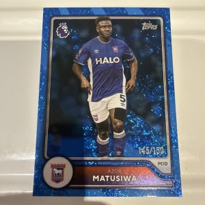  Topps Premier League 2026-27 Azor Matusiwa Ipswich Town Blue Parallel 145/150 for sale on Ebay