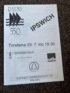 Rauma Finland V Ipswich Town Football Programme Pre Season Friendly 23/7/1992 for sale on Ebay