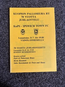 Kups Finland V Ipswich Town Football Programme Pre Season Friendly 31/7/1992 for sale on Ebay
