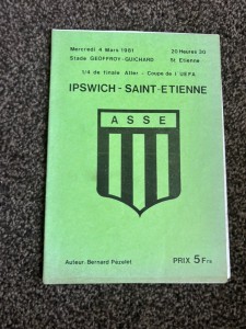 St Etienne V Ipswich Town UEFA Cup 1/4 Final Football Programme 4/3/1981 for sale on Ebay