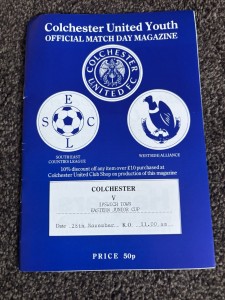 Colchester Utd V Ipswich Town Football Programme Eastern Junior Cup 28/11/1992 for sale on Ebay