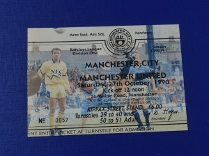 Manchester City vs Manchester United Ticket 1990 Division One for sale on Ebay