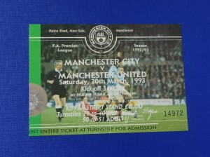Manchester City vs Manchester United Ticket 1993 Premier League for sale on Ebay