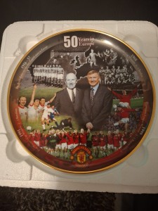 Manchester United '50 Years In Europe' 22-Carat Gold-plated Collector Plate for sale on Ebay