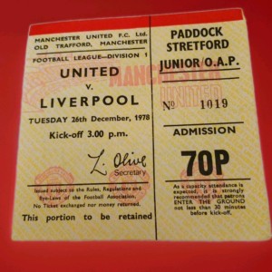 1978 MANCHESTER UNITED V LIVERPOOL League Used Match Ticket Stub RARE for sale on Ebay