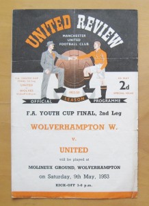 MANCHESTER UNITED v WOLVES Youth Cup Final 1953 Good Cond Programme - 1st Ever! for sale on Ebay