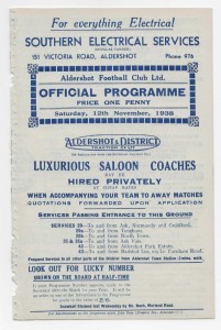1938/39 Southern League - ALDERSHOT Reserves v. PLYMOUTH ARGYLE Reserves for sale on Ebay