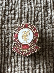 Very Rare Liverpool FC “You’ll Never Walk Alone” Gomm Ball Style Enamel Badge for sale on Ebay
