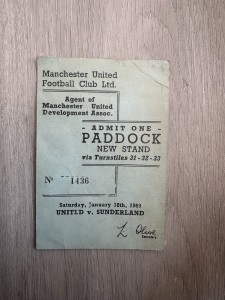 Manchester United v Sunderland Ticket Stub Jan 18th 1969 for sale on Ebay