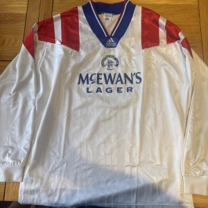 Vintage adidas Rangers Away 92-93 Shirt XL 44-46 Authentic LONG SLEEVE  for sale on Ebay