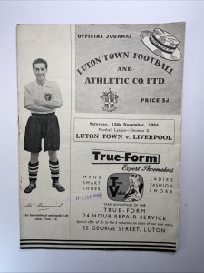 Luton Town v Liverpool;  13th November 1954 for sale on Ebay