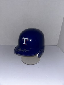 TEXAS RANGERS Michael Young Signed/Autographed Mini Helmet with Stand for sale on Ebay