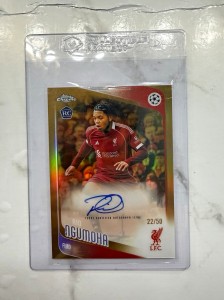 Topps UCC Chrome 2026 Rio Ngumoha Liverpool Autograph CA-RA RC 22/50 for sale on Ebay