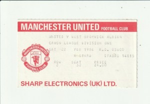1985/86 MANCHESTER UNITED v WEST BROM (K STAND TICKET) for sale on Ebay