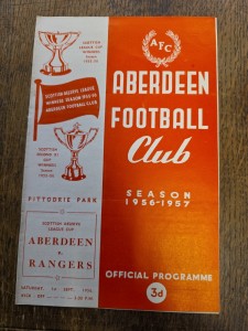Aberdeen Vs Rangers 1st September 1956 Football Programme for sale on Ebay