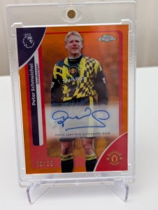 Peter Schmeichel Topp Premier League Auto Orange Refractor /25 Manchester United for sale on Ebay
