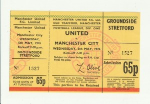 1975/76 MANCHESTER UNITED v MANCHESTER CITY (UNUSED Match Ticket) VGC for sale on Ebay