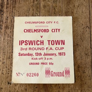 Chelmsford city v Ipswich town F.A. cup ticket 13th Jan 1973 for sale on Ebay
