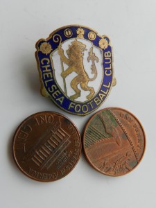 A VINTAGE BLUE & WHITE ENAMEL FOOTBALL BADGE, CHELSEA FOOTBALL CLUB. for sale on Ebay