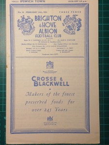 Brighton v Ipswich Town 1953 Vintage Football Programme 14/02/1953 Div 3 South for sale on Ebay
