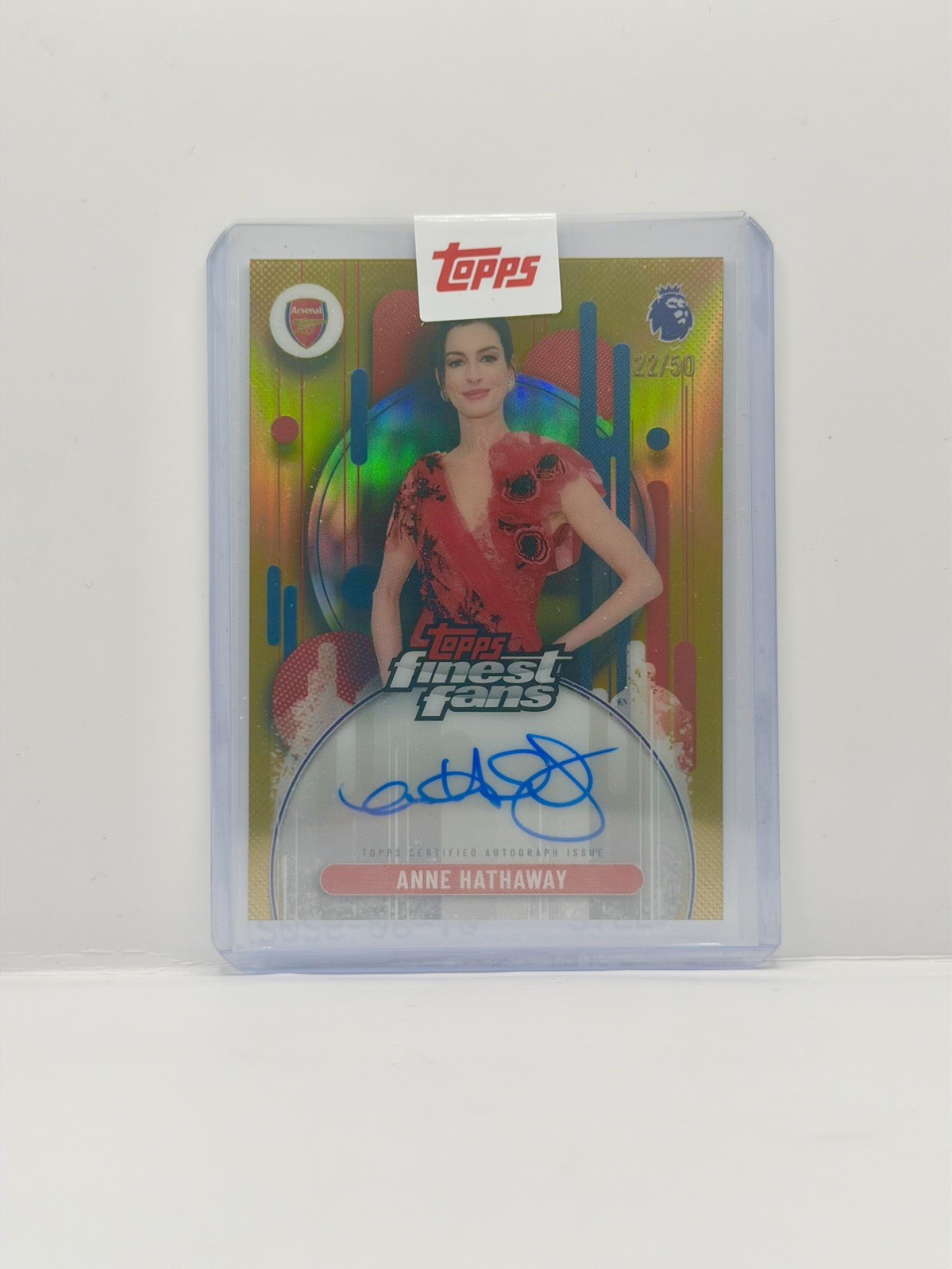 Anne Hathaway Arsenal Finest Fans Auto Gold Topps Finest EPL ON CARD AUTO /50 for sale on Ebay
