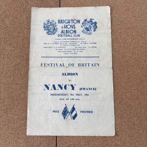 1951 Brighton V Nancy Festival Of Britain Match for sale on Ebay